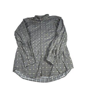 Woolrich Mens XL Tall Button-Down Shirt Outdoor Fish Print Green Cotton Soft EUC